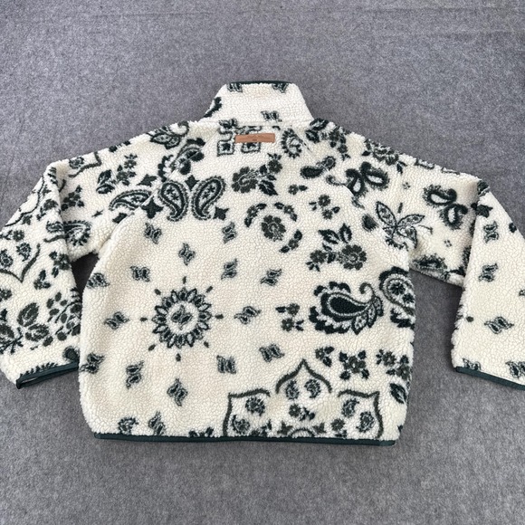 Kith Pinehurst Sherpa Fleece Jacket Men Large White Paisley Snap Bomber Kith Kin - Picture 4 of 12